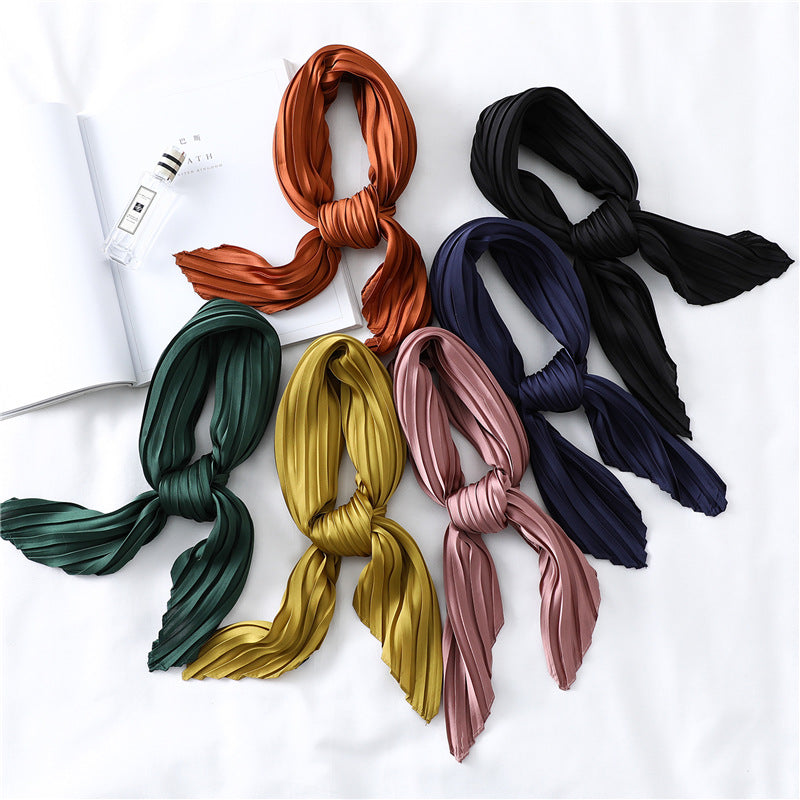 Solid Color Versatile Pleated Square Kerchief