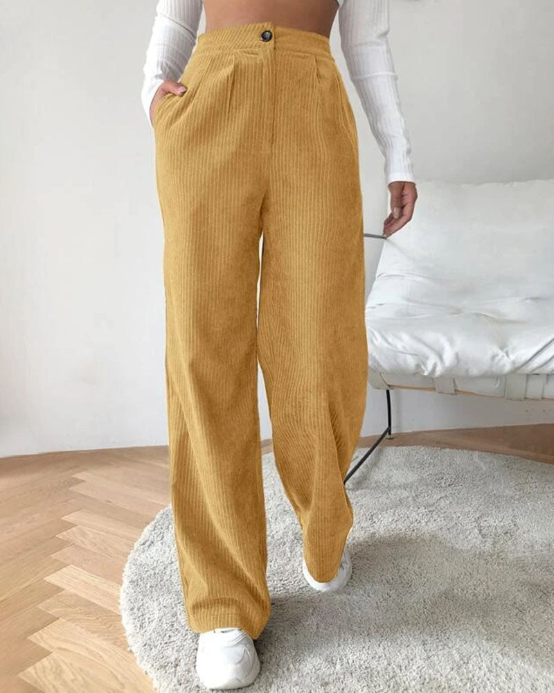 Corduroy Loose Straight-Leg Trousers