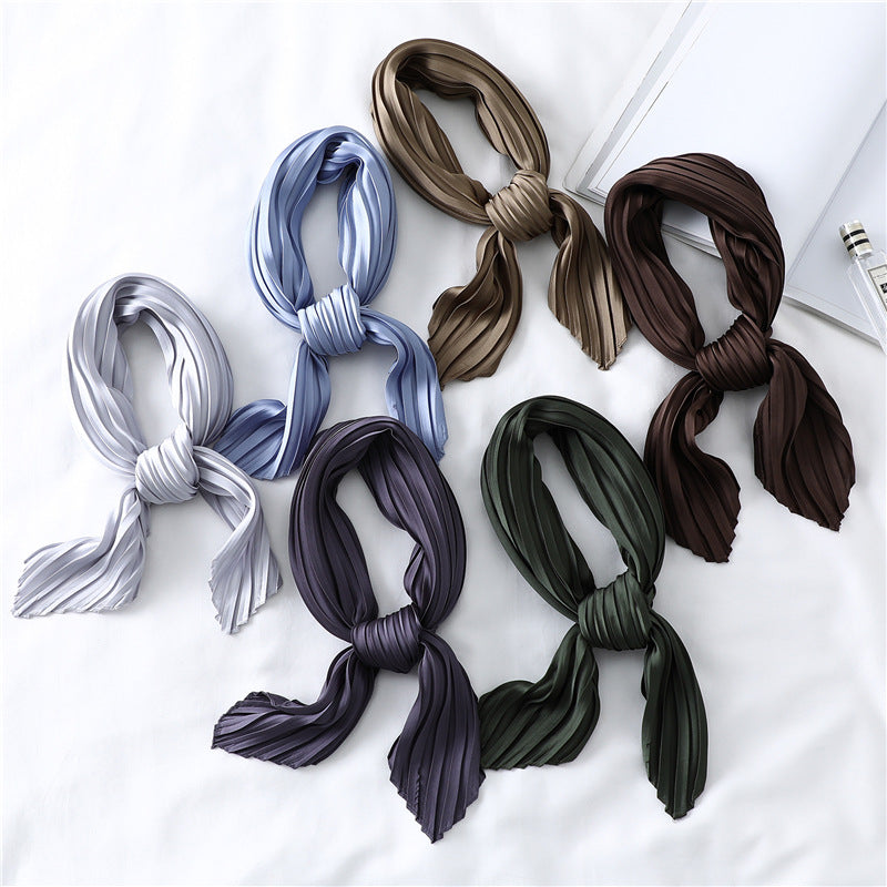 Solid Color Versatile Pleated Square Kerchief