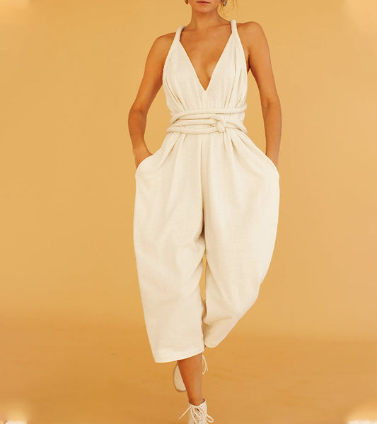 Stylish Traveling Halterneck Jumpsuit - DUVAL