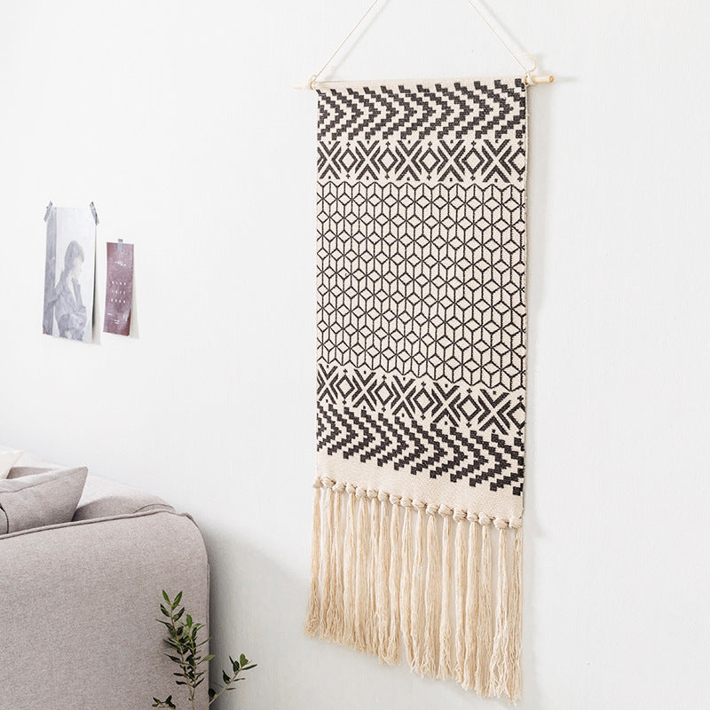 Tassel hand-woven cotton hanging picture background wall cloth