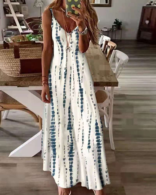 Casual Tie-dye Printed Maxi Dress