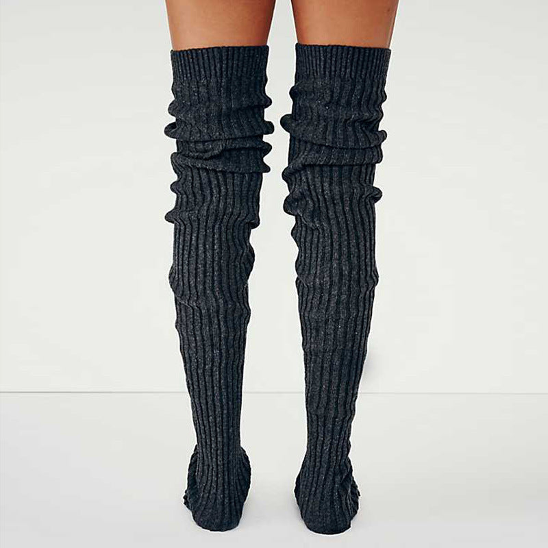 Long over knee knitted pile socks