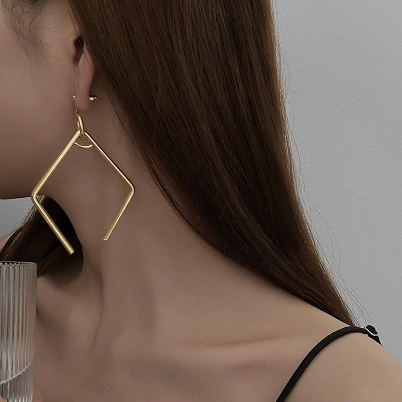 Geometric hollow personality earrings