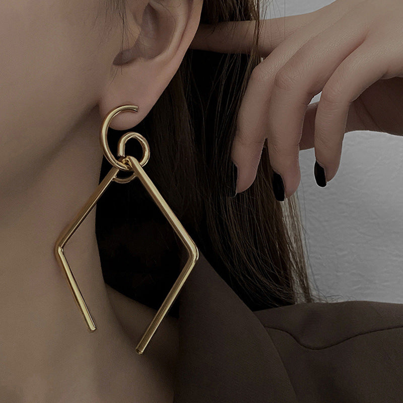 Geometric hollow personality earrings