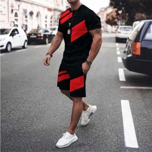 Black Red Modern Hawaiian Suit Men's Tracksuit