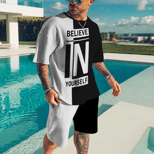 Oversized Men's T-Shirt & Shorts Set Believe In Yourself